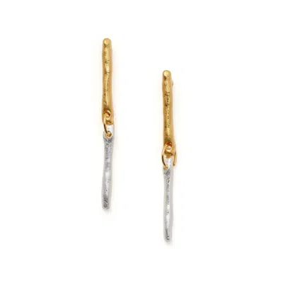 Shabella Nyc Women's Gold / Silver Double Bar Drop Earrings In Multi