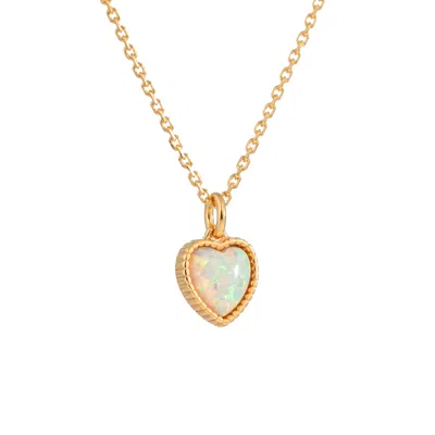 Shabella Nyc Women's Heart Opal Necklace Gold