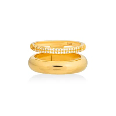 Shabella Nyc Women's Pave Dual Ring Gold