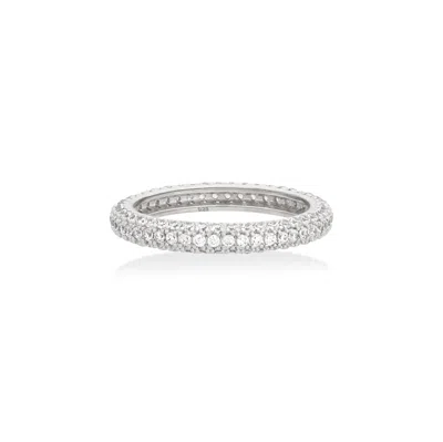 Shabella Nyc Women's Pave Thin Ring Silver