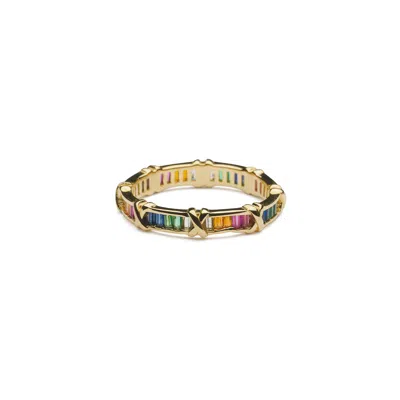 Shabella Nyc Women's Rainbow Stack Ring Gold