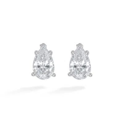 Shabella Nyc Women's Silver Classic Crystal Tear Drop Earrings