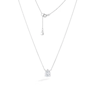Shabella Nyc Women's Silver Classic Crystal Tear Drop Necklace