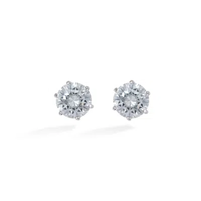 Shabella Nyc Women's Silver Classic Round Crystal Earrings