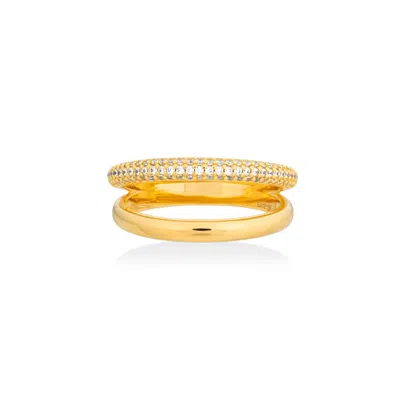Shabella Nyc Women's Thin Pave Dual Ring Gold