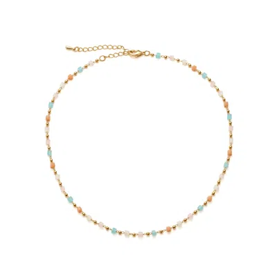 Shabella Nyc Women's White / Orange / Red Warm Multi-colored Stone Necklace