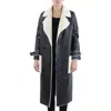 Shaci Gia Womens Sherpa Leather Long Coat In Multi