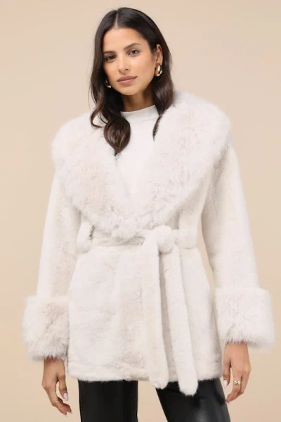 Shaci Neesha Ivory Faux Fur Coat