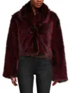 Shaci Women's Faux Fur Cropped Jacket In Burgundy