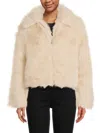 Shaci Women's Spread Collar Faux-fur Jacket In White