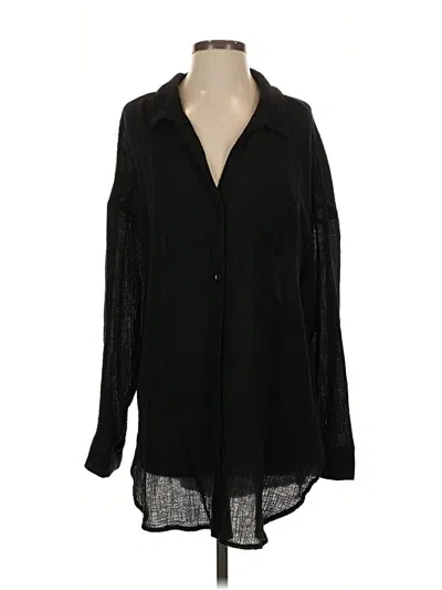 Pre-owned Shade & Shore Long Sleeve Blouse In Black