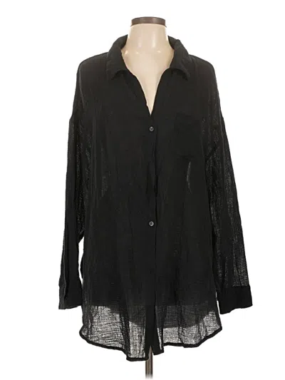 Pre-owned Shade & Shore Long Sleeve Blouse In Black