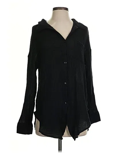 Pre-owned Shade & Shore Long Sleeve Blouse In Black
