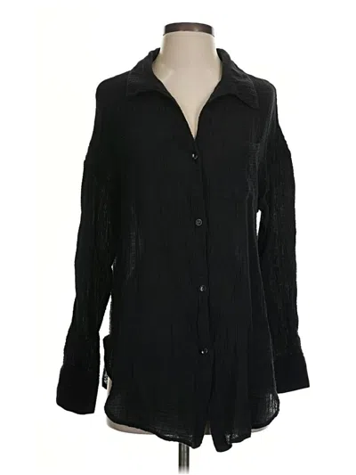 Pre-owned Shade & Shore Long Sleeve Button Down Shirt In Black
