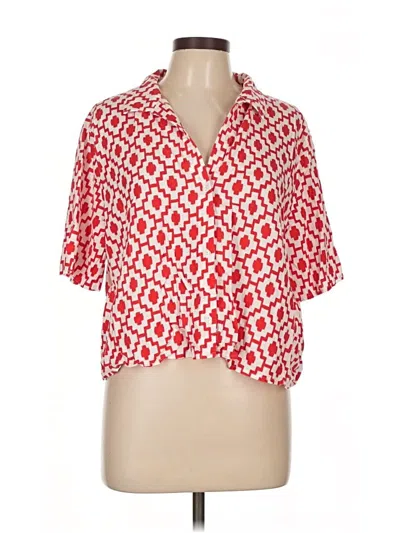 Pre-owned Shade & Shore Short Sleeve Blouse In Red