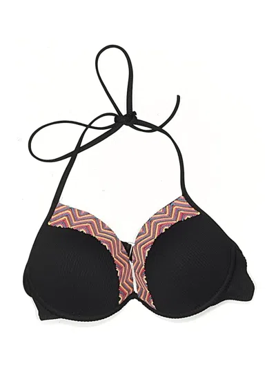 Pre-owned Shade & Shore Swimsuit Top Black Chevron/herringbone Pattern Swimwear