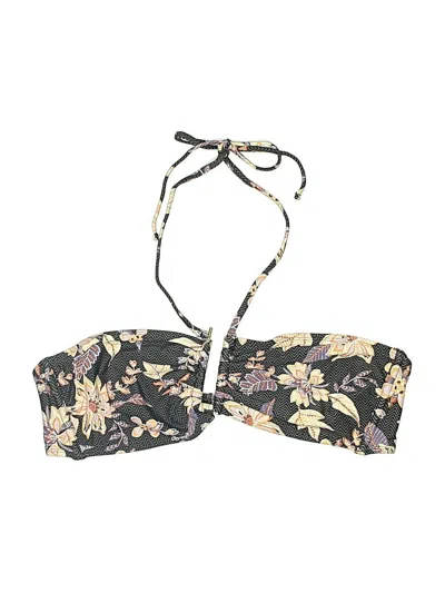 Pre-owned Shade & Shore Swimsuit Top Black Floral Pattern Swimwear