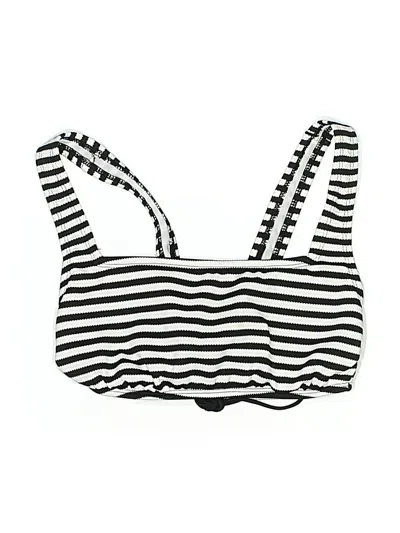 Pre-owned Shade & Shore Swimsuit Top Black Stripes Pattern Swimwear
