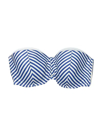 Pre-owned Shade & Shore Swimsuit Top Blue Chevron/herringbone Pattern Swimwear