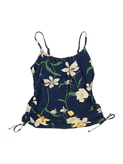 Pre-owned Shade & Shore Swimsuit Top Blue Floral Pattern Swimwear