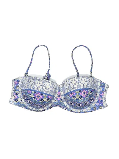 Pre-owned Shade & Shore Swimsuit Top Blue Paisley Pattern Swimwear