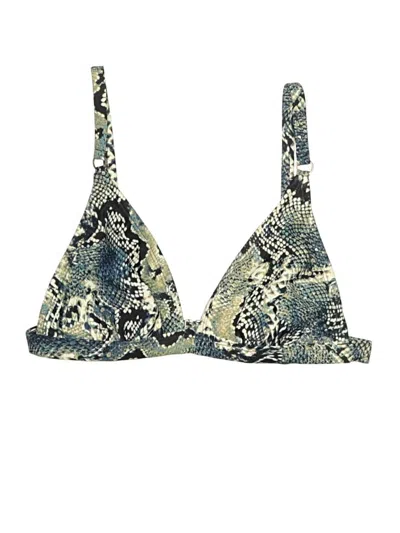 Pre-owned Shade & Shore Swimsuit Top Blue Paisley Pattern Swimwear