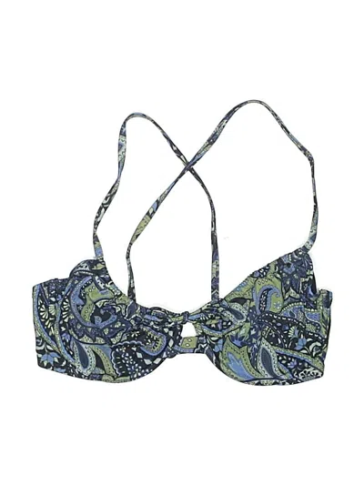 Pre-owned Shade & Shore Swimsuit Top Blue Paisley Pattern Swimwear