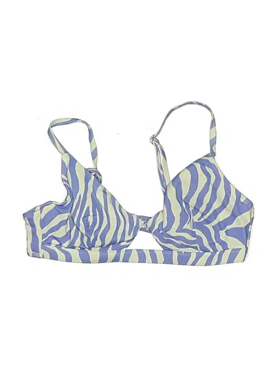 Pre-owned Shade & Shore Swimsuit Top Blue Print Pattern Swimwear