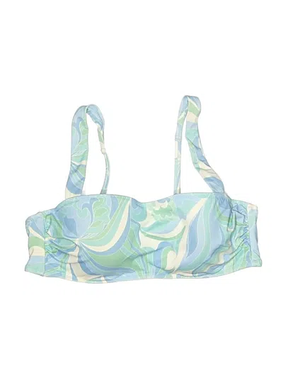 Pre-owned Shade & Shore Swimsuit Top Blue Print Pattern Swimwear