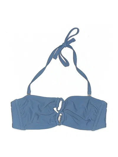 Pre-owned Shade & Shore Swimsuit Top Blue Solid Pattern Swimwear