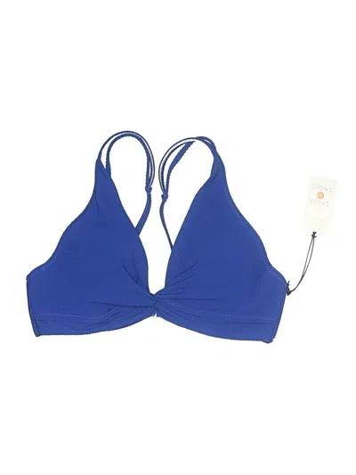 Pre-owned Shade & Shore Swimsuit Top Blue Solid Pattern Swimwear