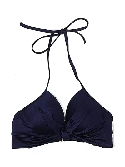 Pre-owned Shade & Shore Swimsuit Top Blue Solid Pattern Swimwear