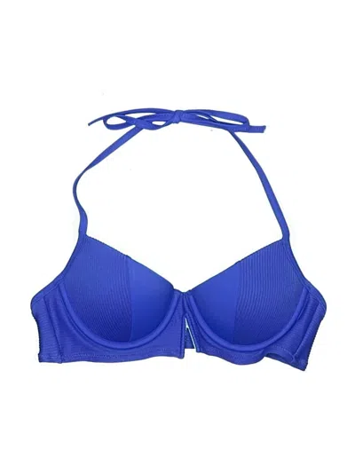Pre-owned Shade & Shore Swimsuit Top Blue Solid Pattern Swimwear