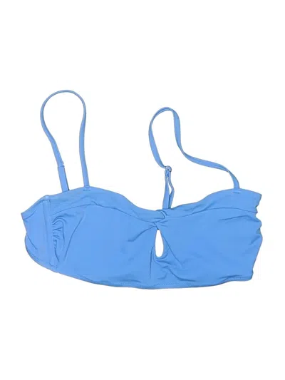 Pre-owned Shade & Shore Swimsuit Top Blue Solid Pattern Swimwear