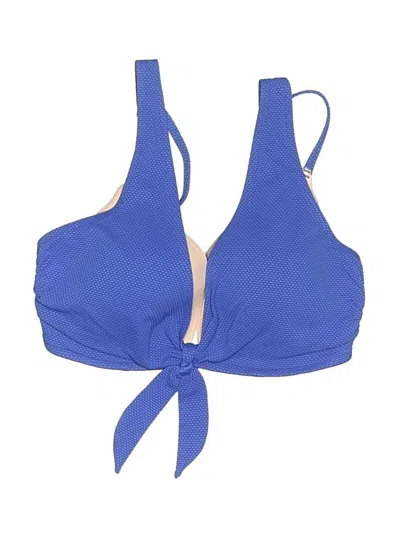 Pre-owned Shade & Shore Swimsuit Top Blue Solid Pattern Swimwear