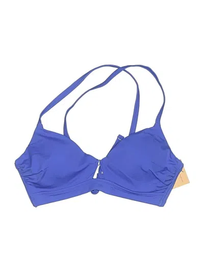 Pre-owned Shade & Shore Swimsuit Top Blue Solid Pattern Swimwear
