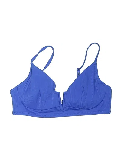 Pre-owned Shade & Shore Swimsuit Top Blue Solid Pattern Swimwear