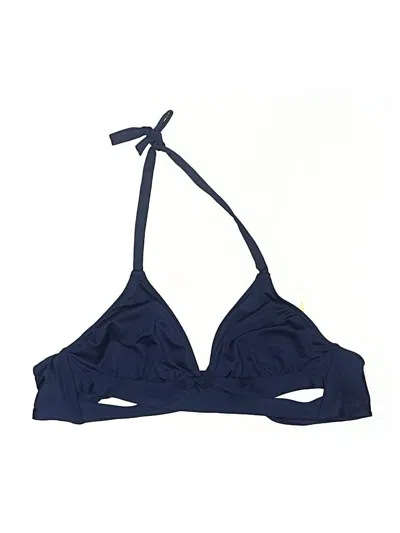 Pre-owned Shade & Shore Swimsuit Top Blue Solid Pattern Swimwear