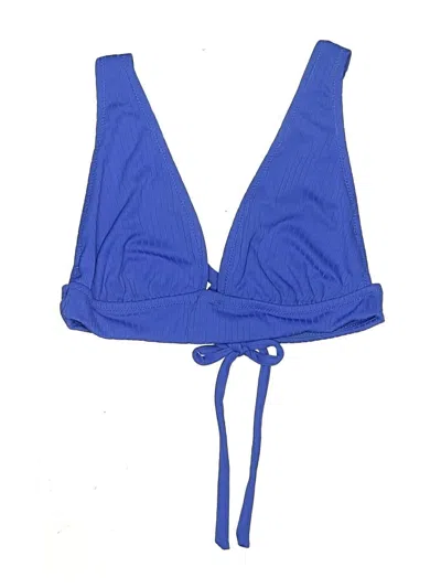 Pre-owned Shade & Shore Swimsuit Top Blue Solid Pattern Swimwear