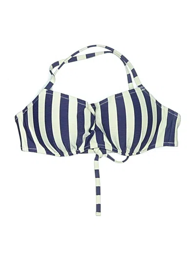 Pre-owned Shade & Shore Swimsuit Top Blue Stripes Pattern Swimwear