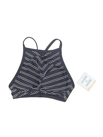 Shade & Shore Swimsuit Top Blue Stripes Pattern Swimwear
