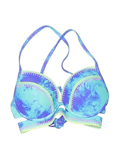 Pre-owned Shade & Shore Swimsuit Top Blue Tie-dye Pattern Swimwear