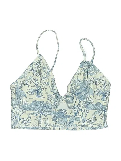 Pre-owned Shade & Shore Swimsuit Top Blue Tropical Pattern Swimwear