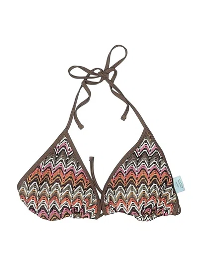 Pre-owned Shade & Shore Swimsuit Top Brown Chevron/herringbone Pattern Swimwear