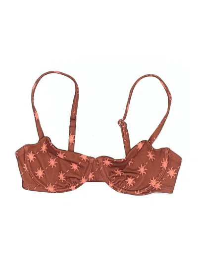Pre-owned Shade & Shore Swimsuit Top Brown Stars Pattern Swimwear
