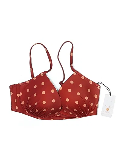 Shade & Shore Swimsuit Top Burgundy Polka Dots Pattern Swimwear