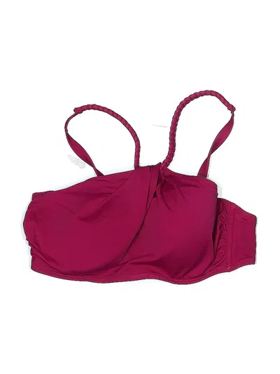 Pre-owned Shade & Shore Swimsuit Top Burgundy Solid Pattern Swimwear