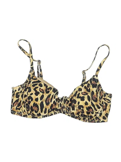 Pre-owned Shade & Shore Swimsuit Top Gold Animal Print Pattern Swimwear