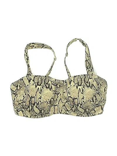 Pre-owned Shade & Shore Swimsuit Top Gold Animal Print Pattern Swimwear