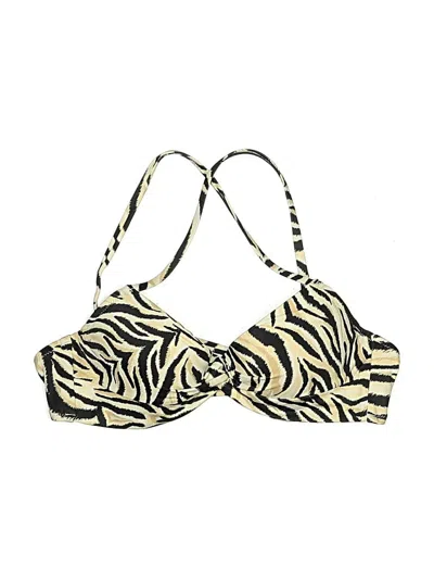 Pre-owned Shade & Shore Swimsuit Top Gold Animal Print Pattern Swimwear